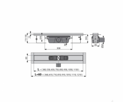 Alcaplast Водоотводящий желоб с решеткой APZ6-1150+Решетка FLOOR-1150 под плитку