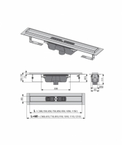 Alcaplast Водоотводящий желоб с решеткой APZ1001-650+решетка LINE глянец